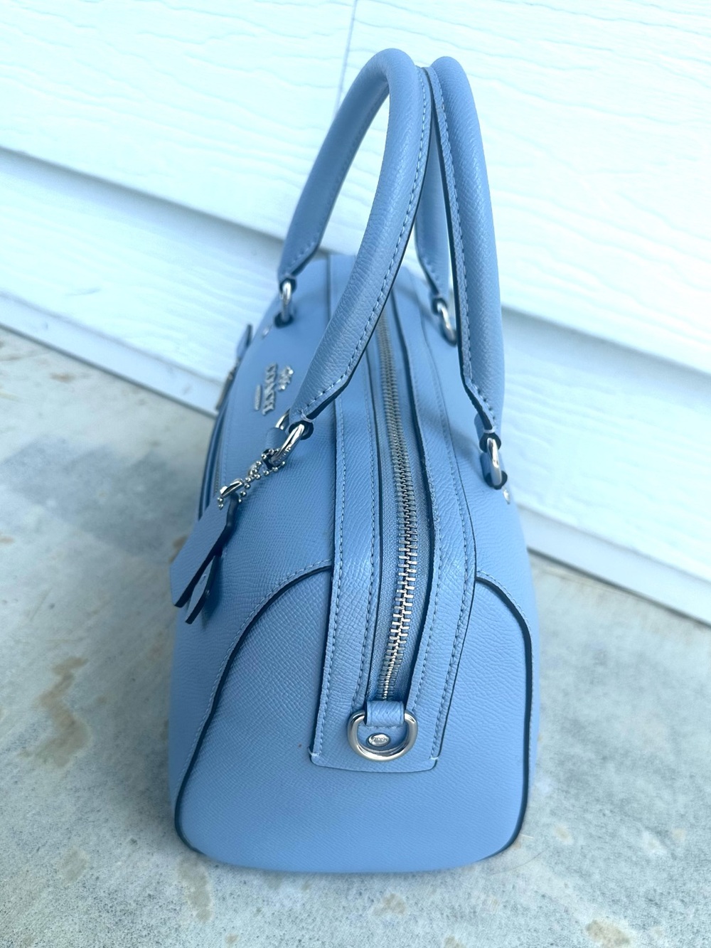 COACH Rowan Gray Twilight Blue Leather Crossbody Purse Bag Silver Hardware 79946 - Picture 10 of 17